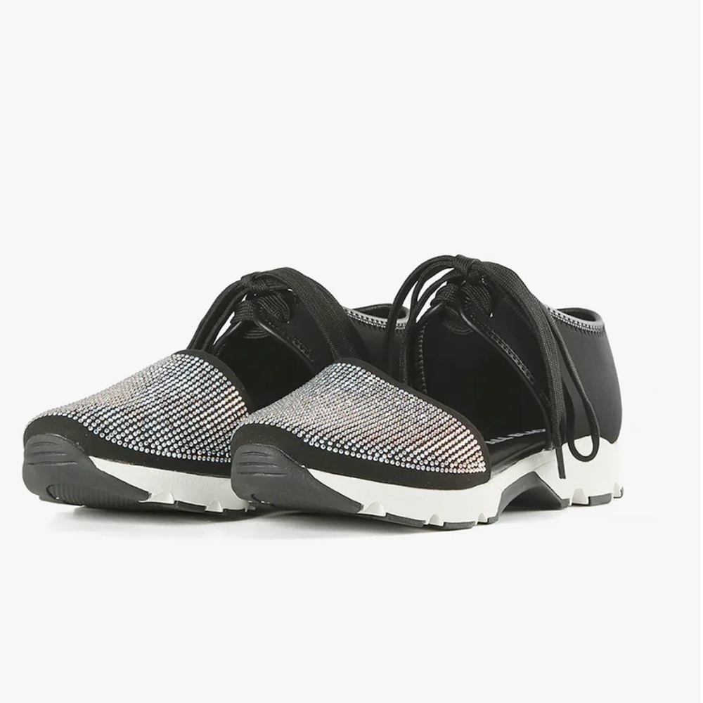ALL BLACK Banded Pave Stylish Slip-On Sneakers